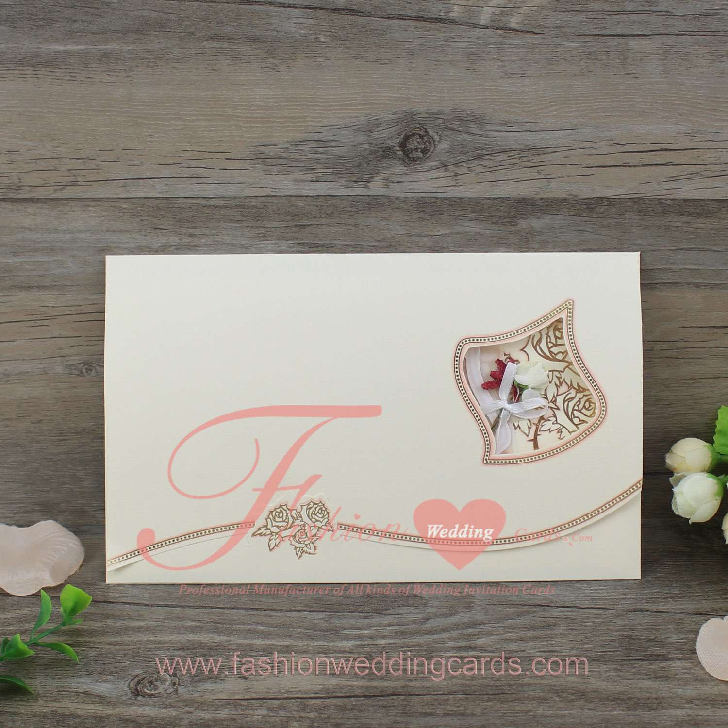White Heart Laser Cut Wedding Invitations Cheap